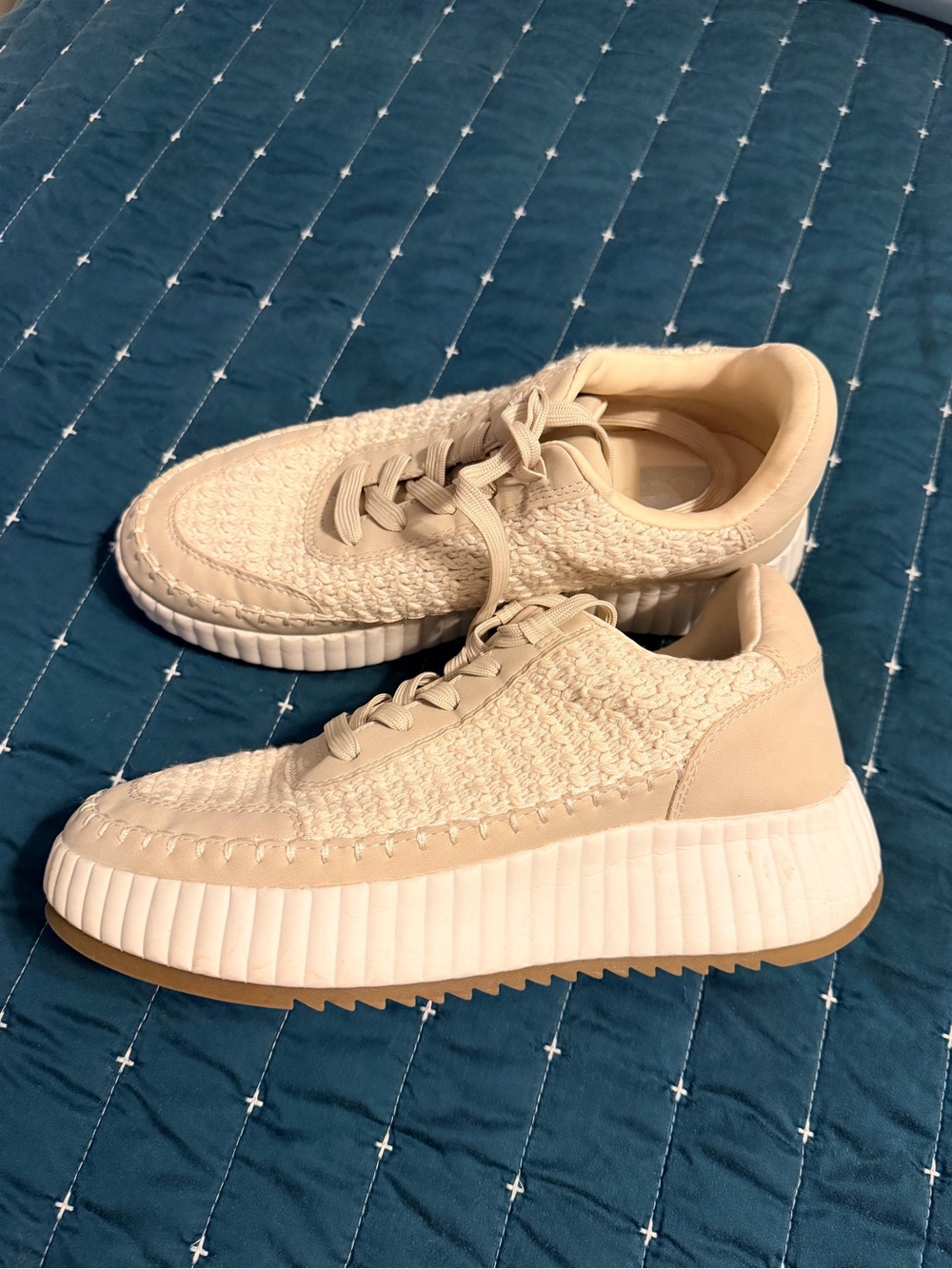 Dolce Vita Cream Knit Platform Sneakers